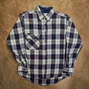Sears Roebuck & CO. Vintage 90s Plaid Flannel Shirt Multicolor Button Up Retro